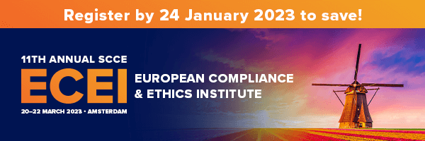 Register by 24 January 2023 to save! | 11th Annual SCCE ECEI, European Compliance & Ethics Institute, 20–22 March 2023, Amsterdam
