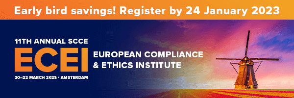 Early bird savings! Register by 24 January 2023 | 11th Annual SCCE ECEI, European Compliance & Ethics Institute, 20–22 March 2023, Amsterdam